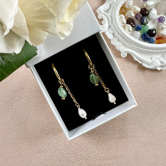 Boucles d'oreilles Grace Interchangeables - Aventurine Verte