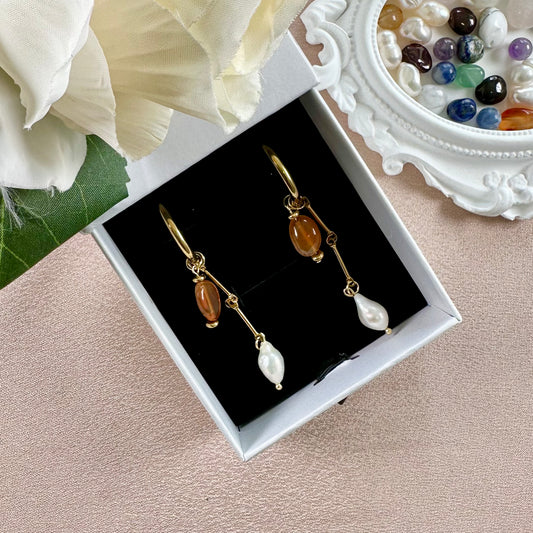Boucles d'oreilles Songe Interchangeables - Agate de Feu