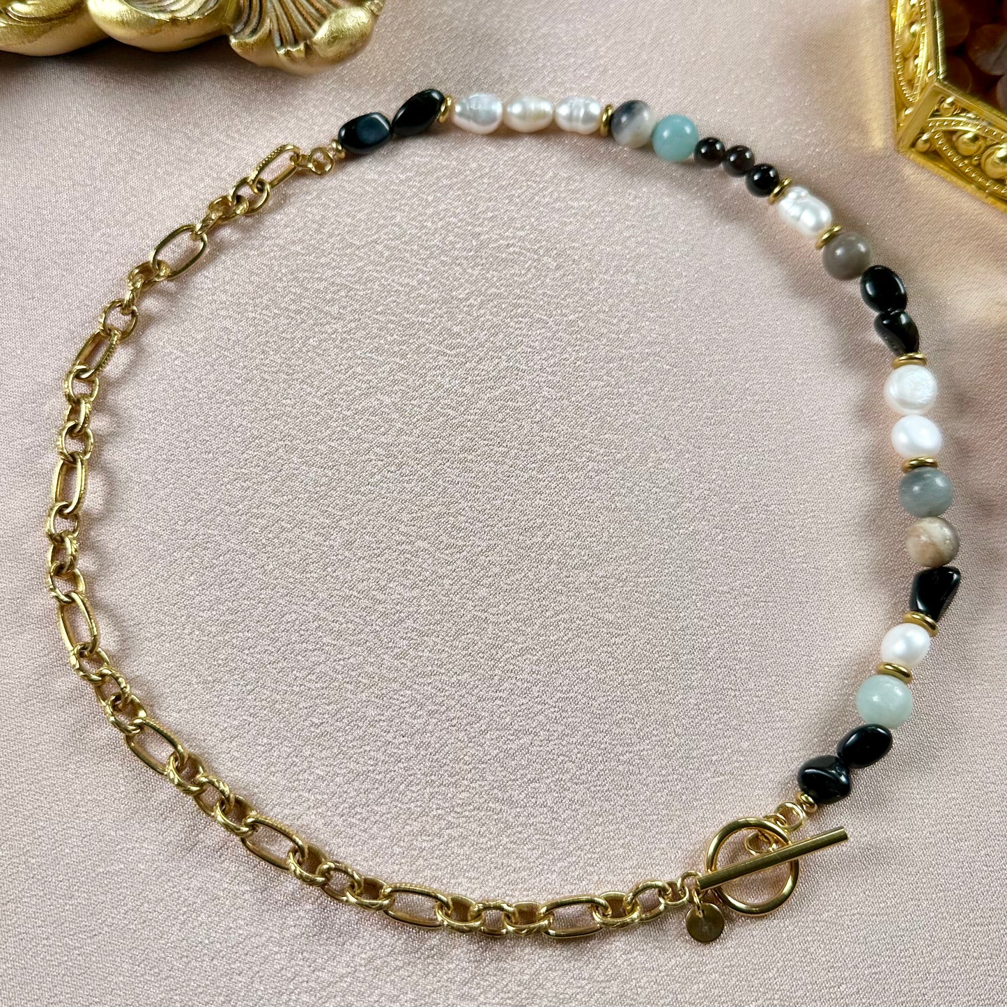 Collier Crown - Amazonite & Obsidienne