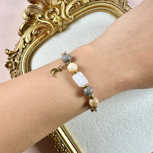 Bracelet Lina - Jade Blanc & Amazonite