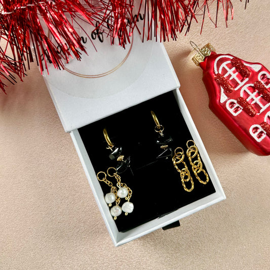 Boucles d'oreilles Perla interchangeables - Obsidienne