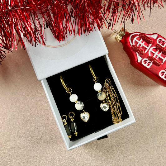 Boucles d'oreilles Crown Interchangeables - Amazonite & Obsidienne