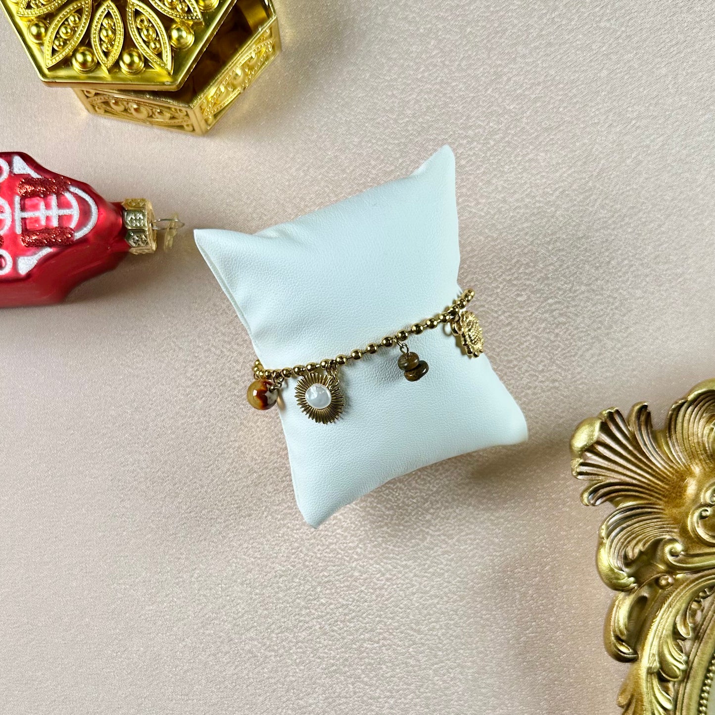 Bracelet Olivia - Agate de Feu & Oeil de Tigre