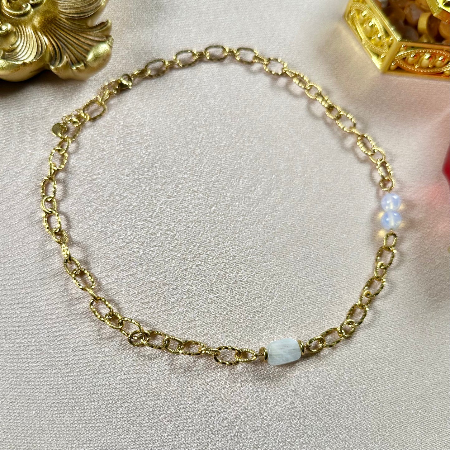 Collier Rêve - Jade Blanc & Opale