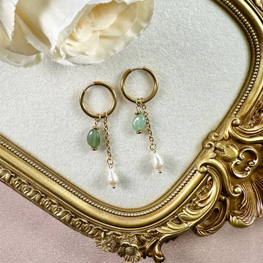 Boucles d'oreilles Grace Interchangeables - Aventurine Verte