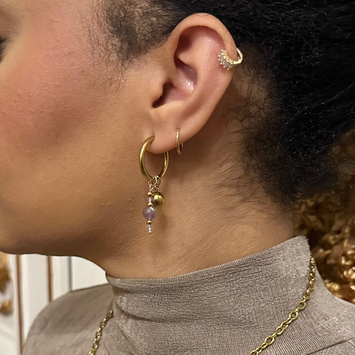 Boucle d'oreilles Royal Interchangeables - Améthyste