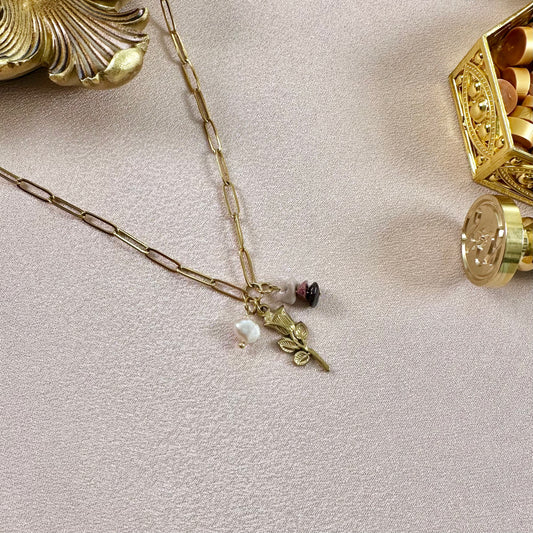 Collier Fleur - Jaspe Mokaïte