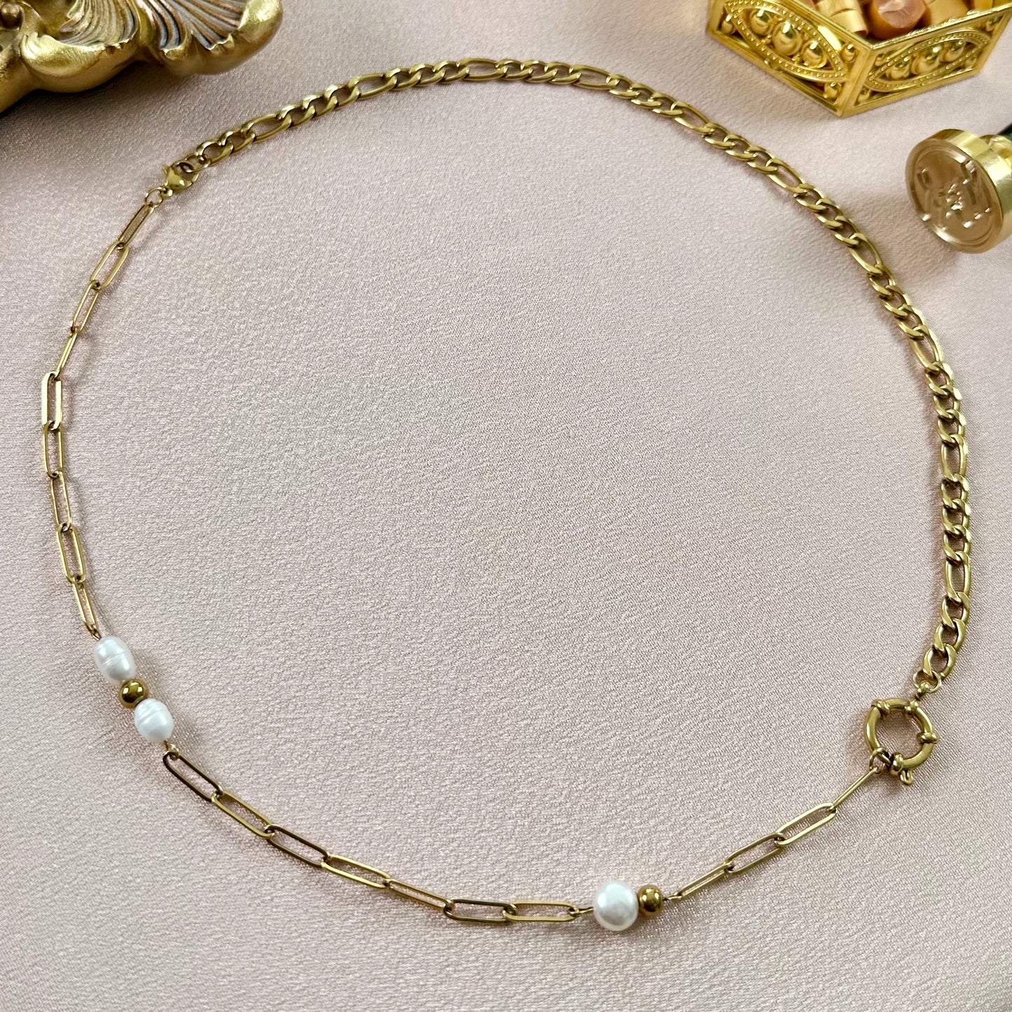 Collier Trésor interchangeable - Obsidienne & Howlite