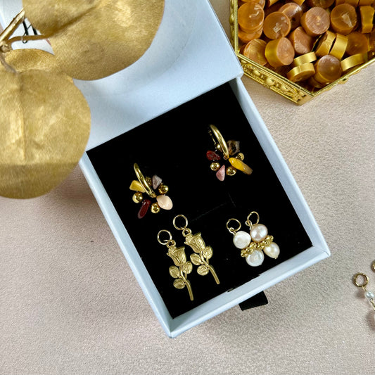 Boucles d'oreilles Fleur interchangeables - Jaspe Mokaïte