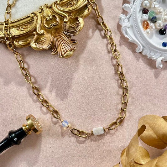 Collier Kevin - Jade Blanc & Opale