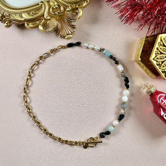 Collier Crown - Amazonite & Obsidienne