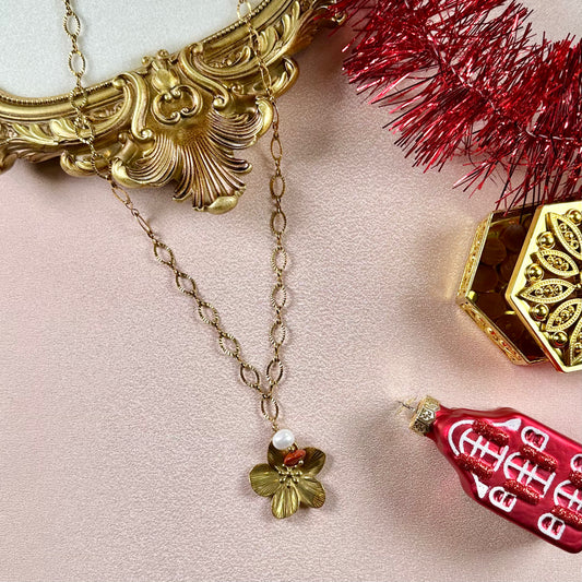 Collier Fleurette - Jaspe Rouge