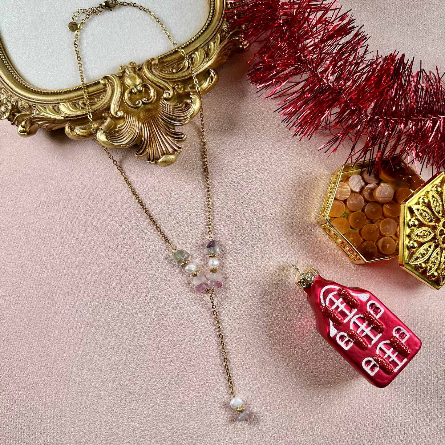 Collier en Y Perla - Fluorite