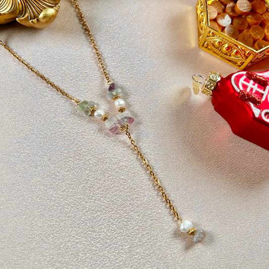 Collier en Y Perla - Fluorite