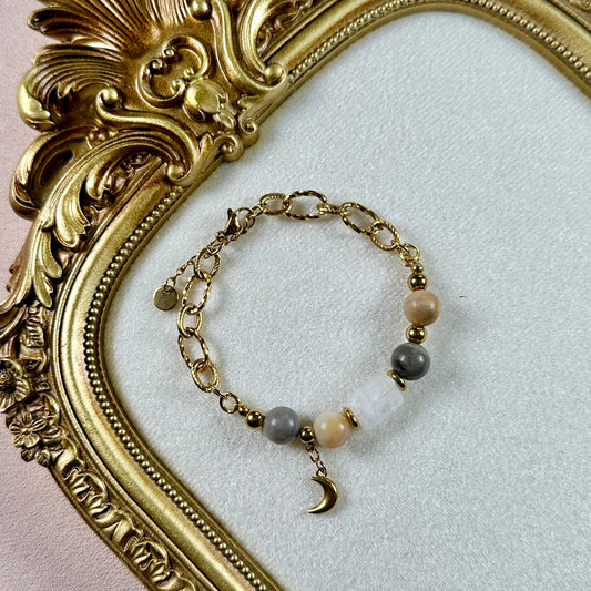 Bracelet Lina - Jade Blanc & Amazonite