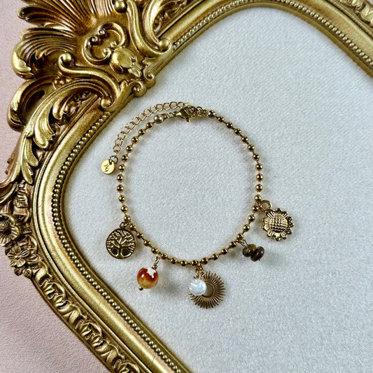 Bracelet Olivia - Agate de Feu & Oeil de Tigre