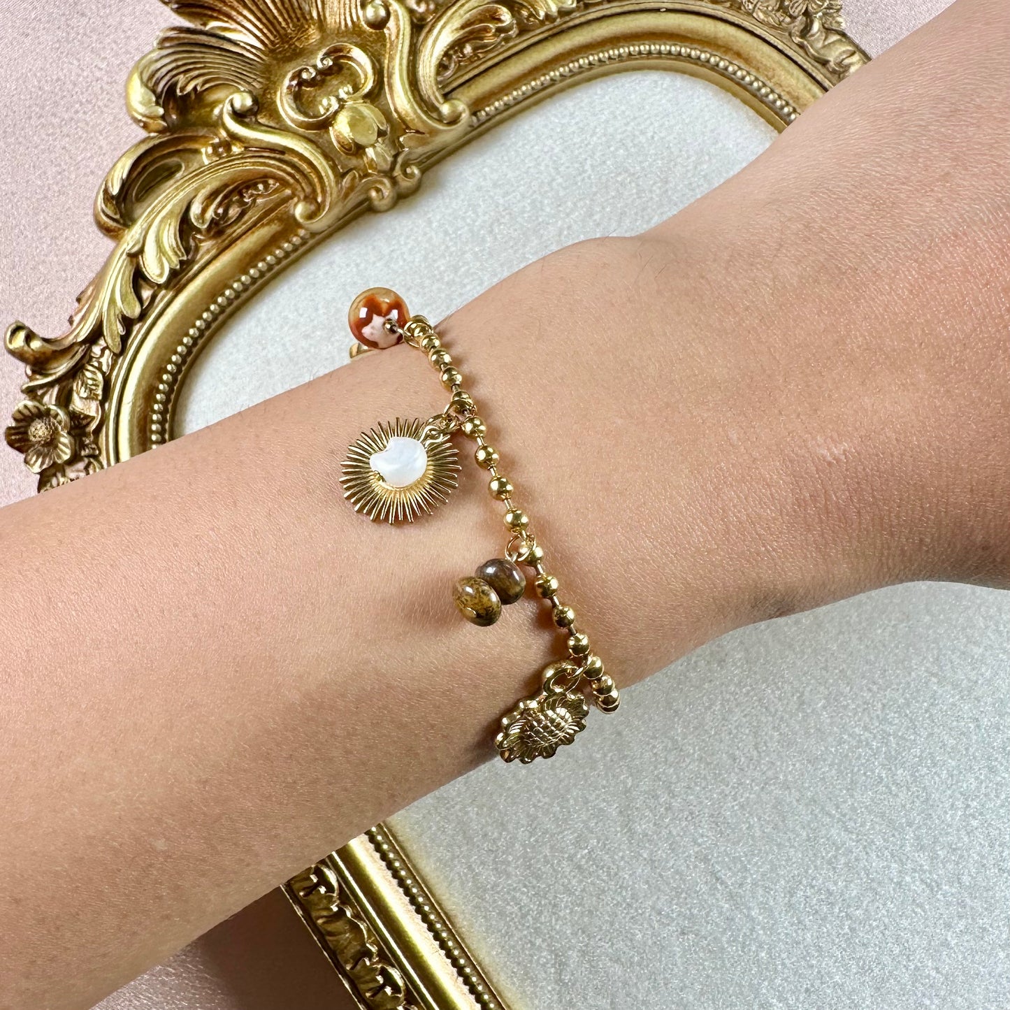 Bracelet Olivia - Agate de Feu & Oeil de Tigre