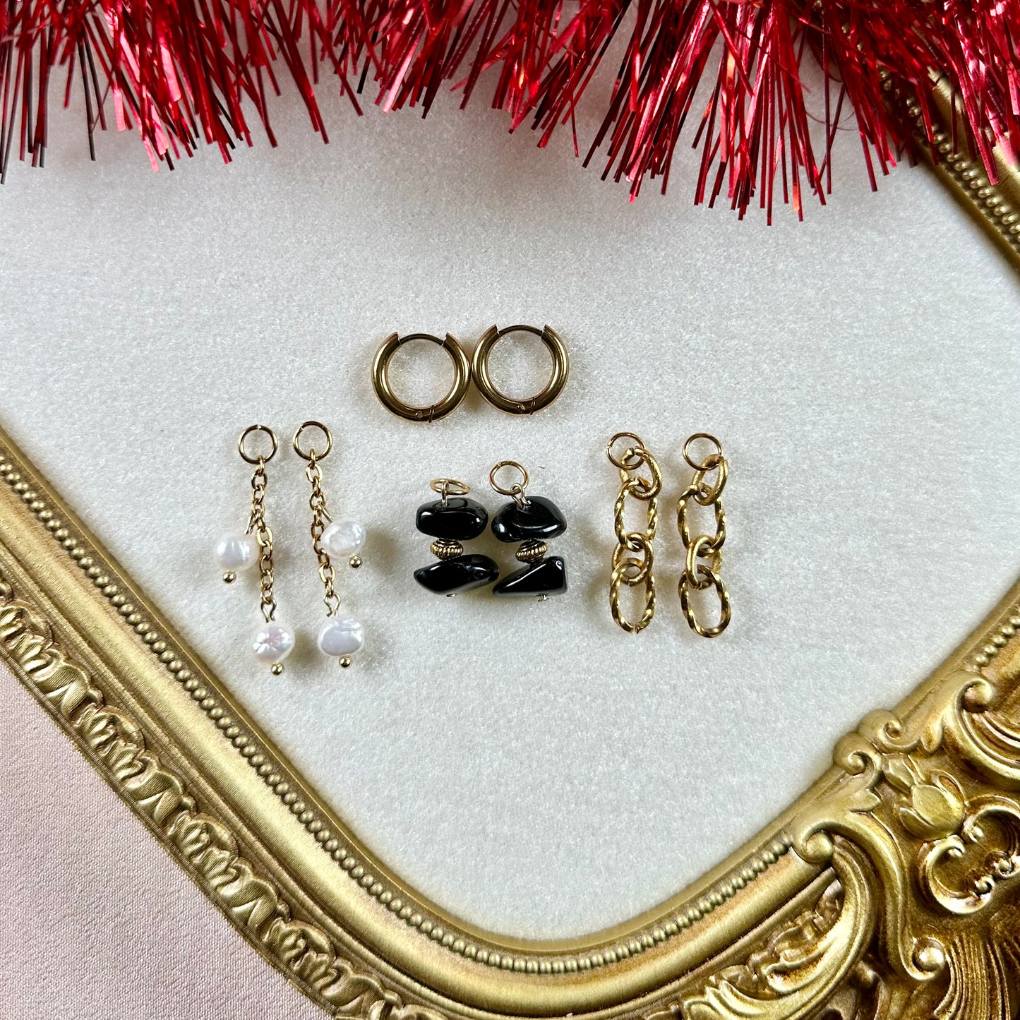 Boucles d'oreilles Perla interchangeables - Obsidienne