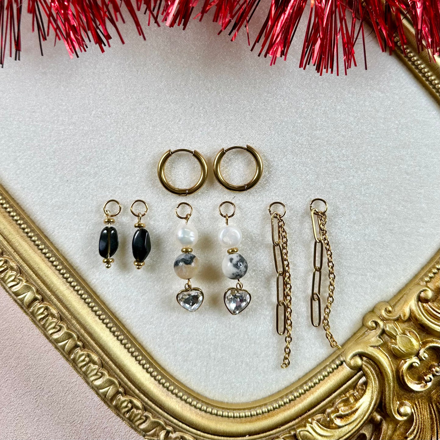 Boucles d'oreilles Crown Interchangeables - Amazonite & Obsidienne