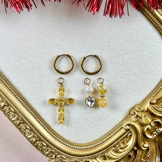 Boucles d'oreilles Glow Interchangeables - Agate de Feu