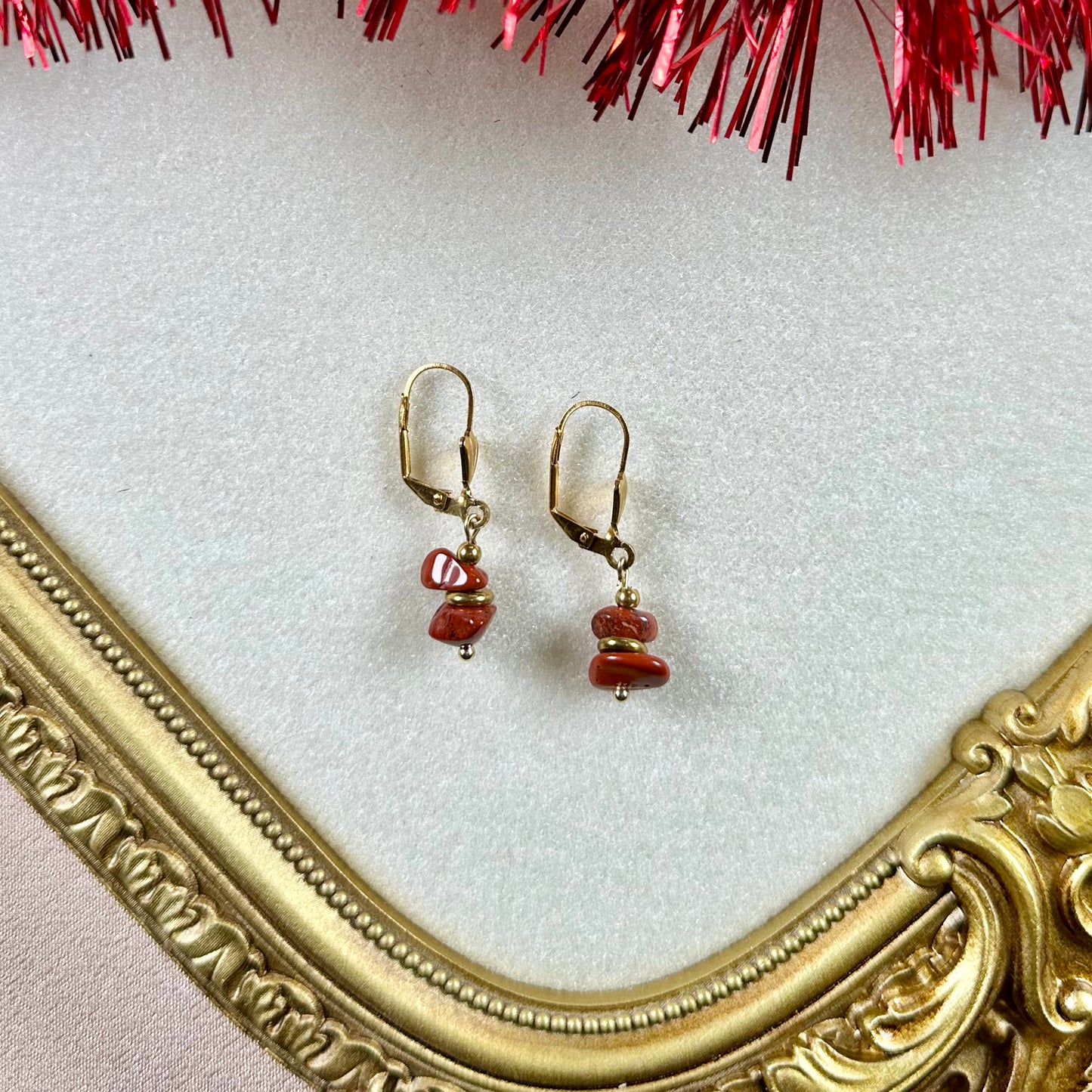 Boucles d'oreilles Pierre - Jaspe Rouge
