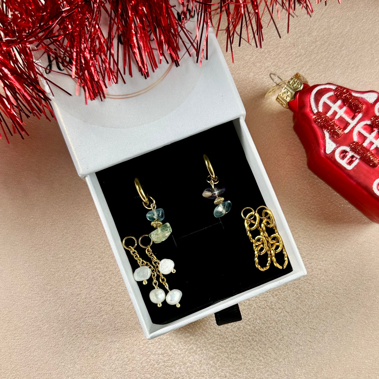 Boucles d'oreilles Perla Interchangeables - Fluorite