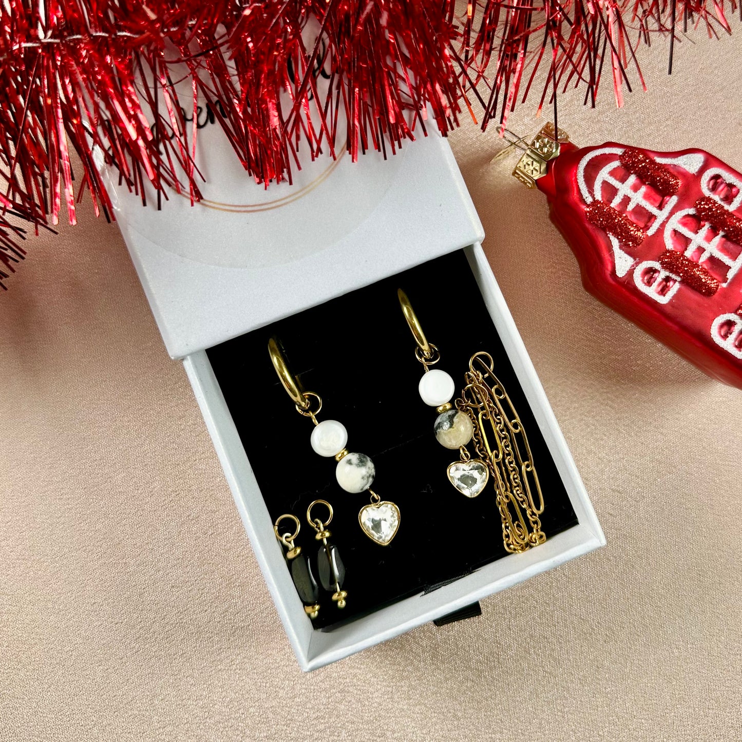 Boucles d'oreilles Crown Interchangeables - Amazonite & Obsidienne