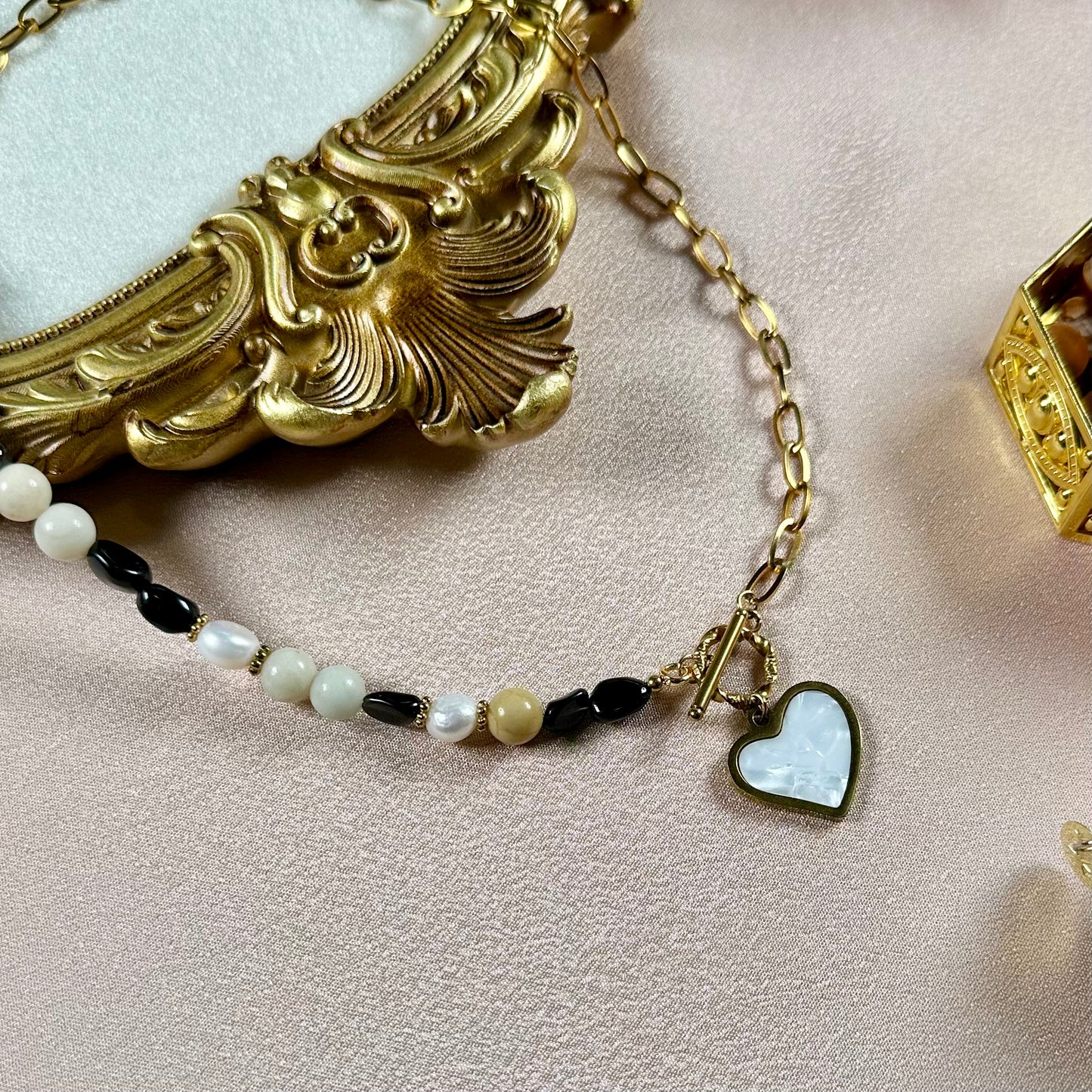 Collier Julie - Amazonite & Obsidienne