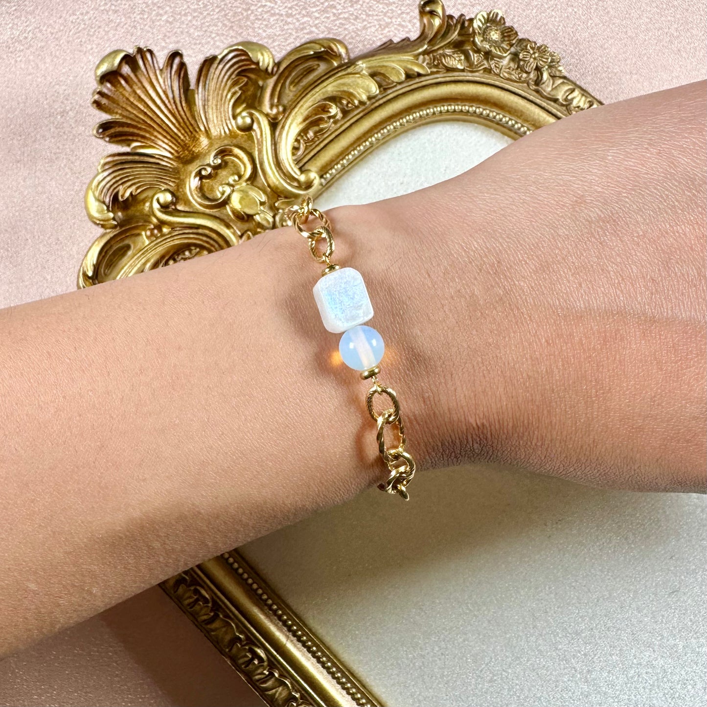 Bracelet Rêve - Jade Blanc & Opale