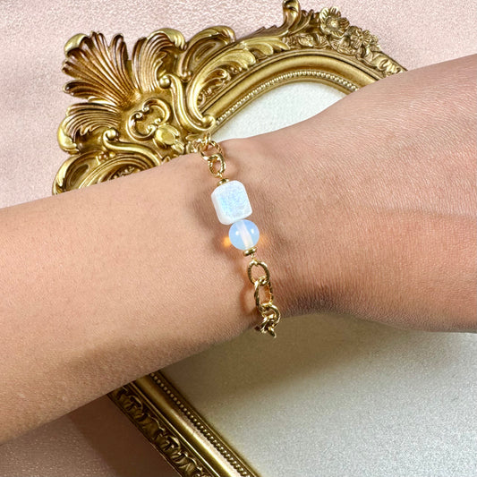 Bracelet Rêve - Jade Blanc & Opale
